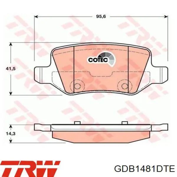 Купити GDB1481DTE TRW Задні колодки