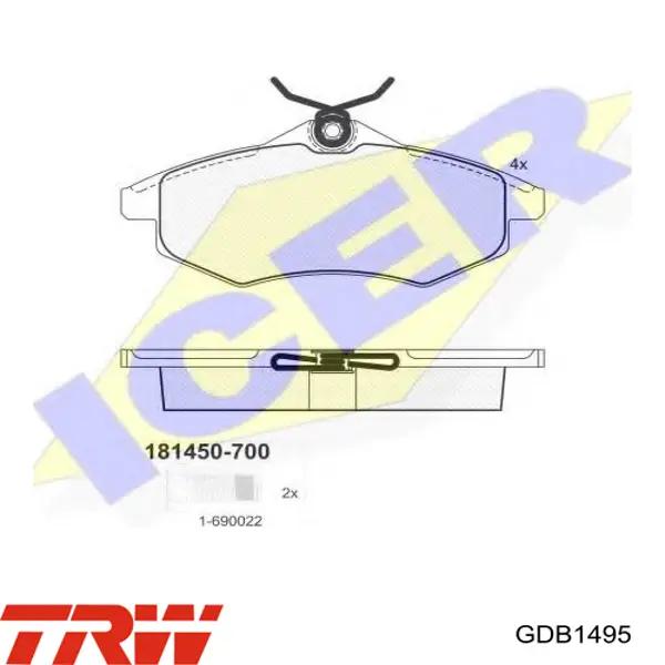 Передні тормозні колодки GDB1495 TRW