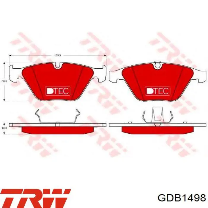 Купити GDB1498 TRW Колодки гальмівні передні, дискові