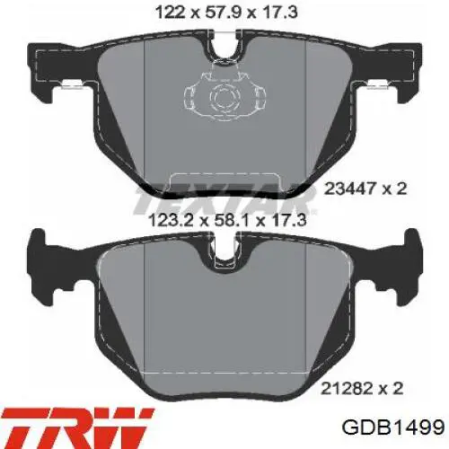Задні гальмівні колодки TRW GDB1499 ціна, від 53.12 USD