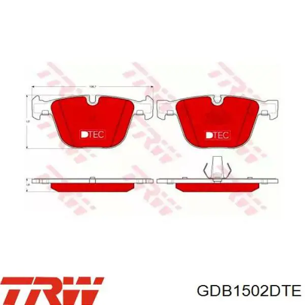 Задні гальмівні колодки GDB1502DTE TRW