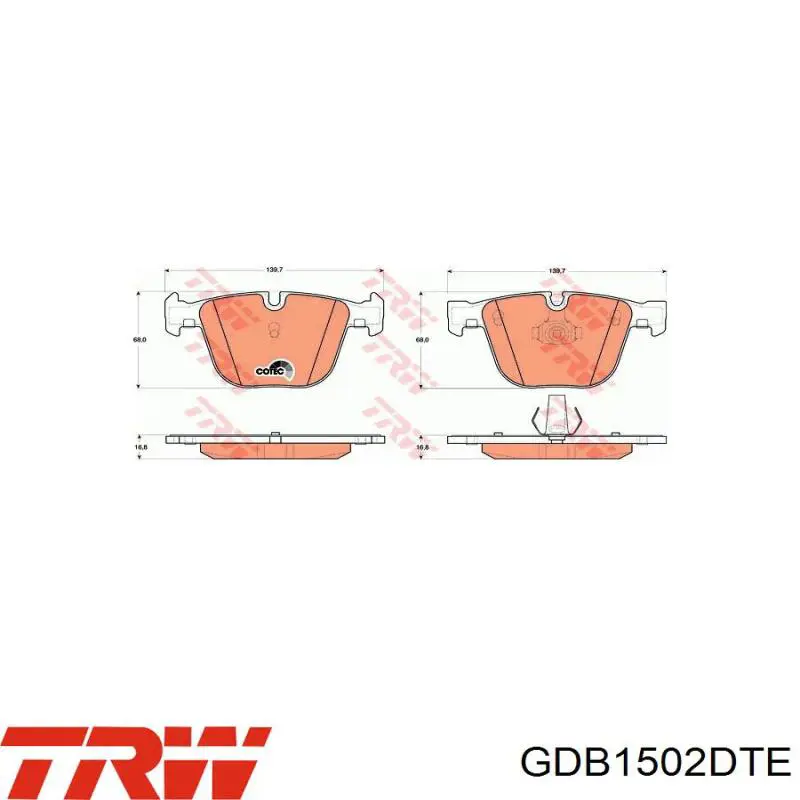 Купити GDB1502DTE TRW Задні колодки