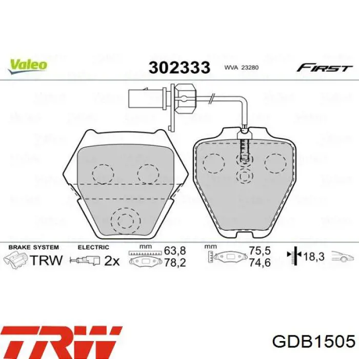 Гальмівні колодки TRW GDB1505 ціна, від 42.52 USD
