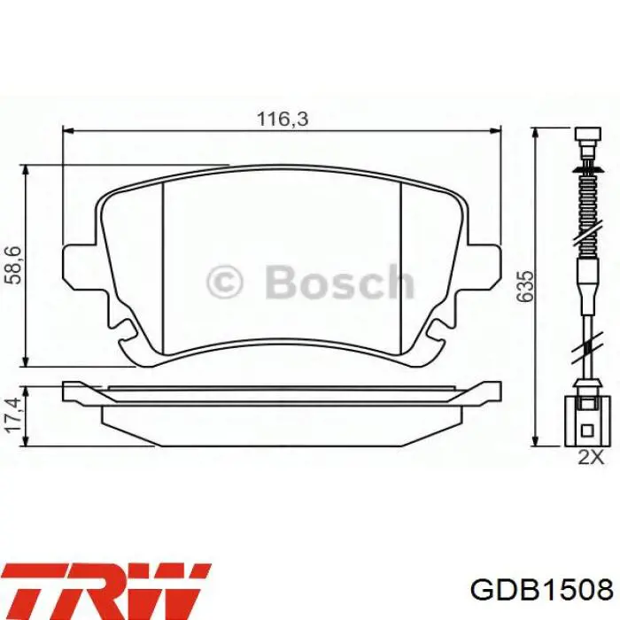 Задні гальмівні колодки GDB1508 TRW