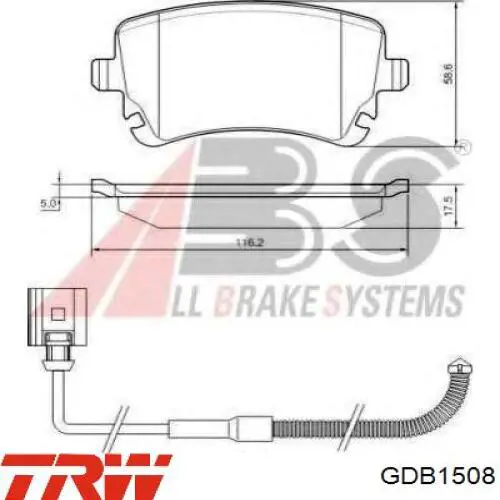 Колодки гальмові задні, дискові GDB1508 TRW