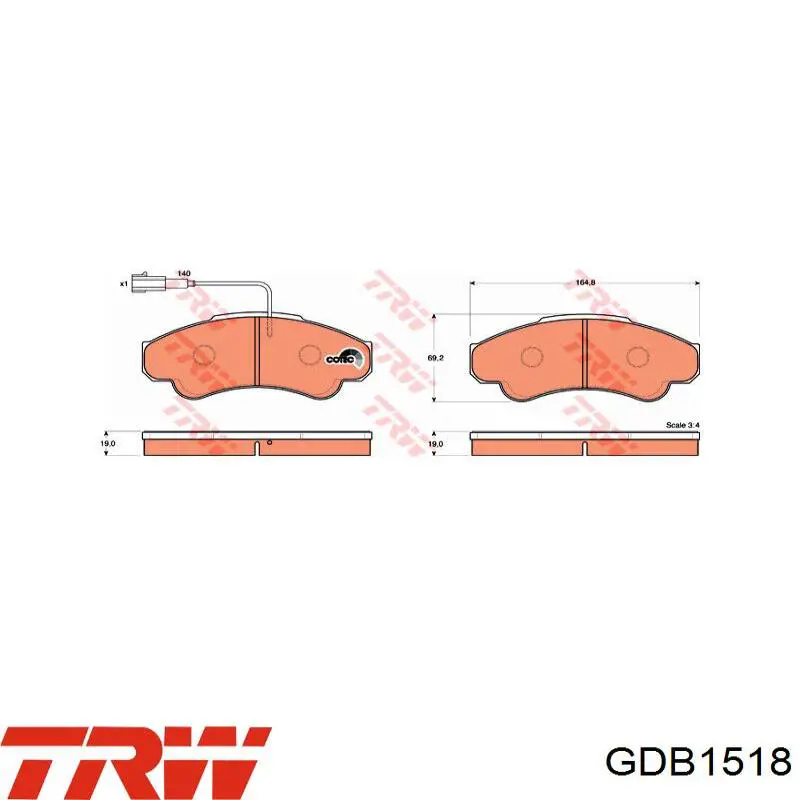 GDB1518 TRW колодки гальмівні передні, дискові