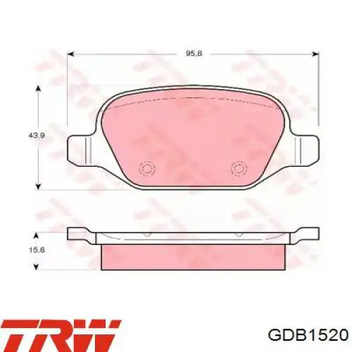 Задні гальмівні колодки TRW GDB1520 ціна, від 21.71 USD