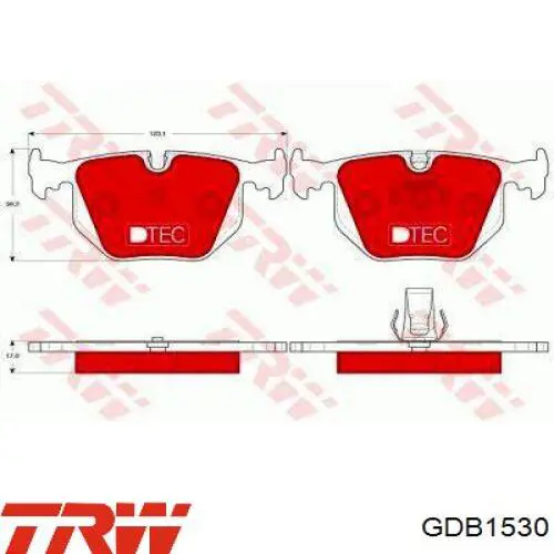 Задні гальмівні колодки GDB1530 TRW