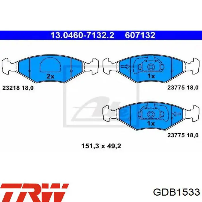 GDB1533 TRW колодки гальмівні передні, дискові