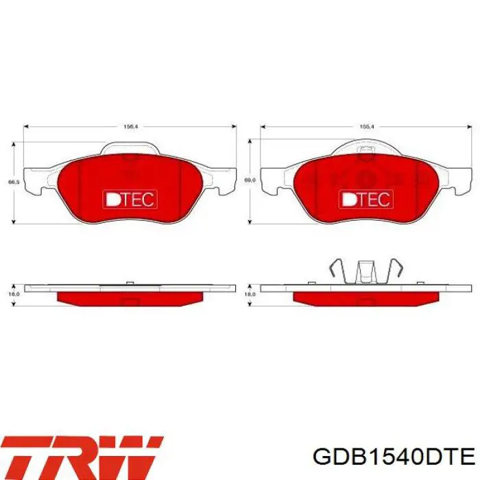 GDB1540DTE TRW колодки гальмівні передні, дискові