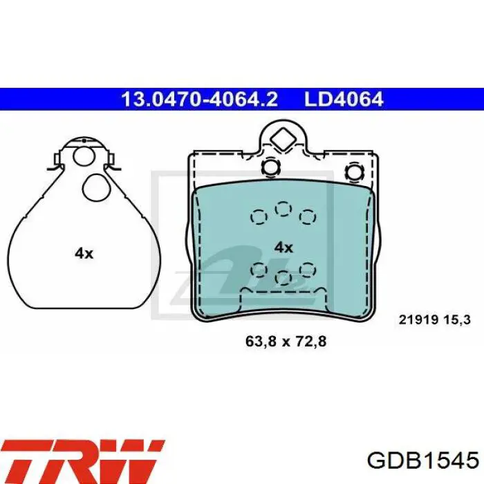 Купити GDB1545 TRW Задні колодки