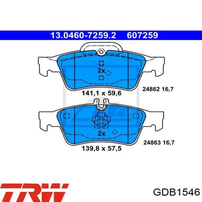 Купити GDB1546 TRW Задні колодки