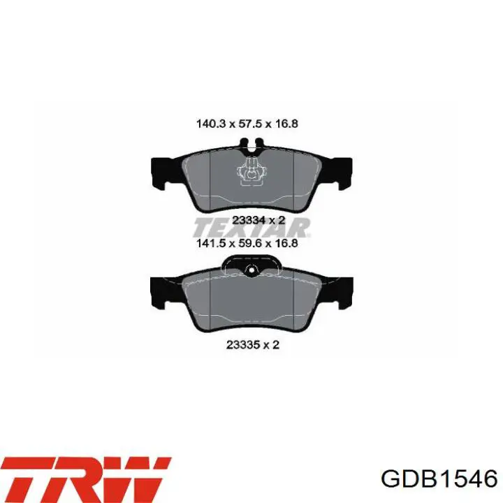 Задні гальмівні колодки GDB1546 TRW