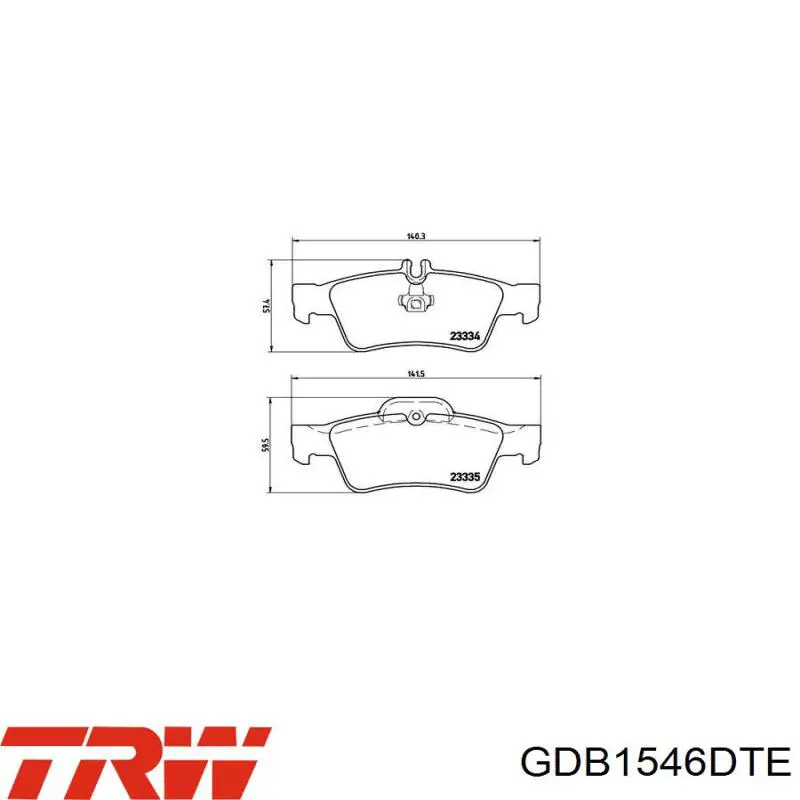 GDB1546DTE TRW колодки гальмові задні, дискові