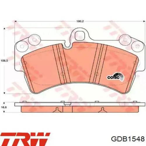 Передні тормозні колодки GDB1548 TRW