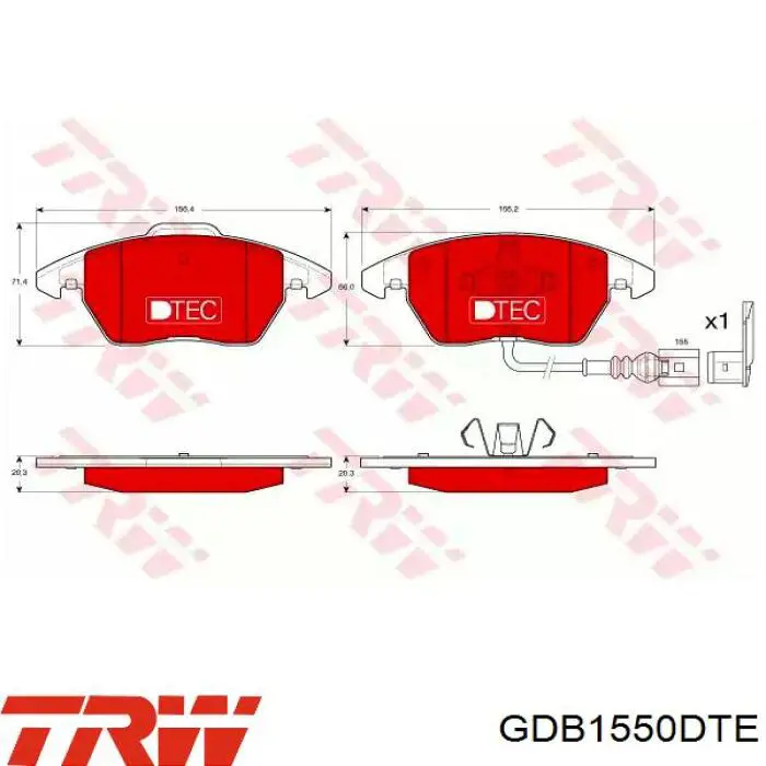 Купити GDB1550DTE TRW Колодки гальмівні передні, дискові