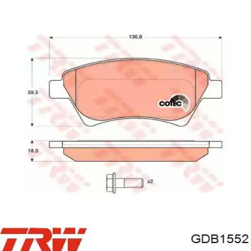 Гальмівні колодки TRW GDB1552 ціна, від 24.11 USD