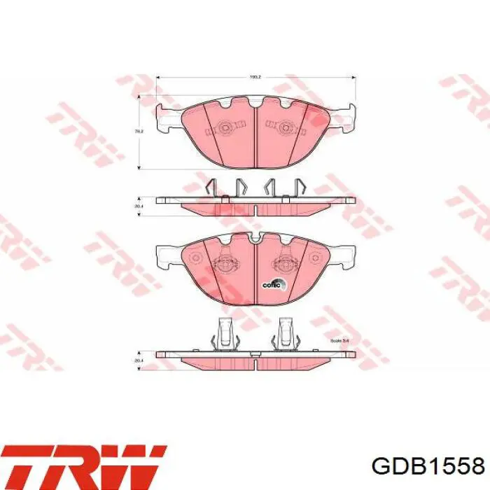 GDB1558 TRW колодки гальмівні передні, дискові