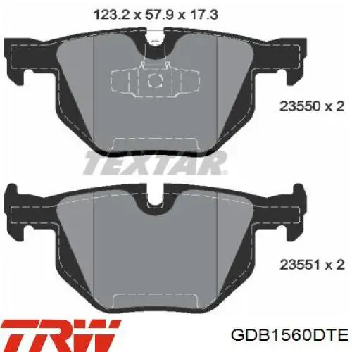 Задні гальмівні колодки TRW GDB1560DTE ціна, від 38.32 USD