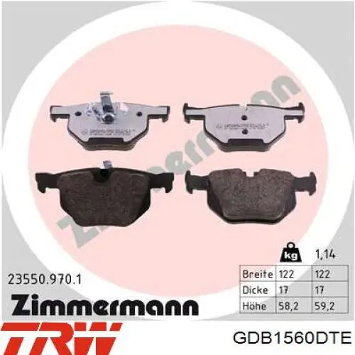 Купити GDB1560DTE TRW Задні колодки
