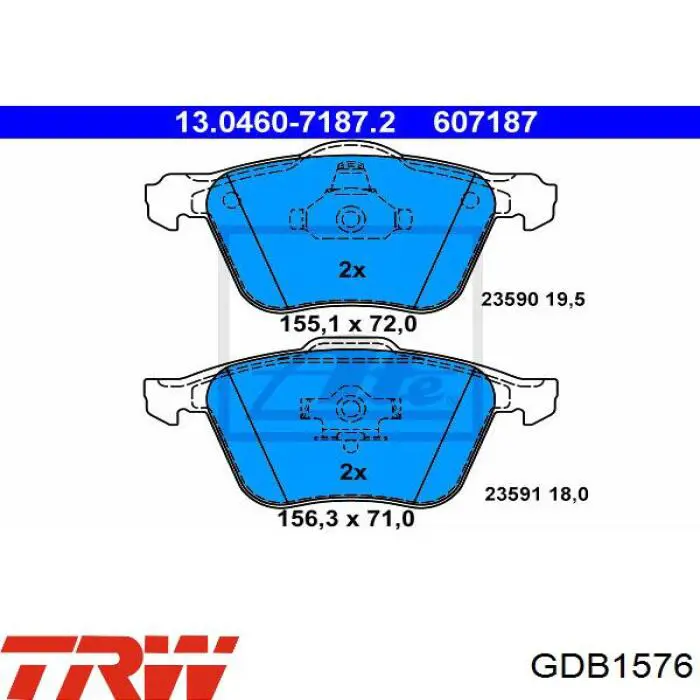 Купити GDB1576 TRW Колодки гальмівні передні, дискові
