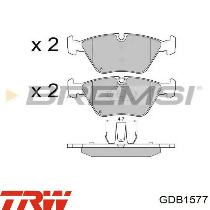 Передні тормозні колодки GDB1577 TRW