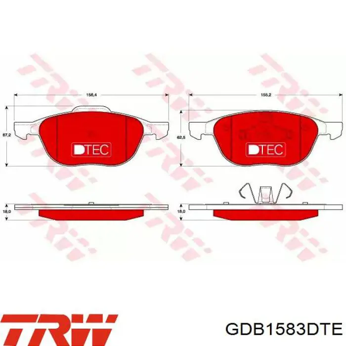 Купити GDB1583DTE TRW Колодки гальмівні передні, дискові