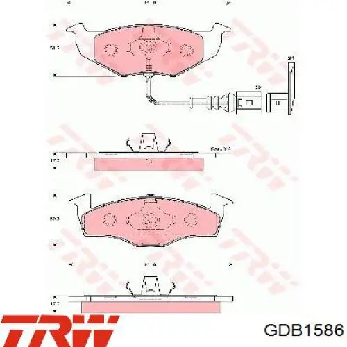 Передні тормозні колодки GDB1586 TRW