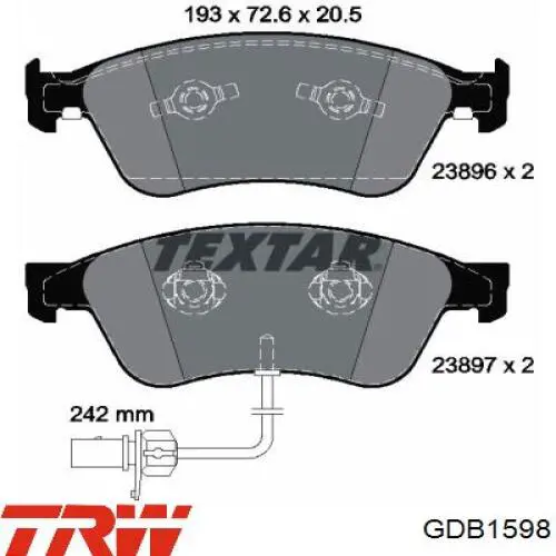 Гальмівні колодки TRW GDB1598 ціна, від 41.24 USD