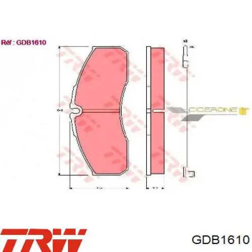 GDB1610 TRW колодки гальмівні передні, дискові