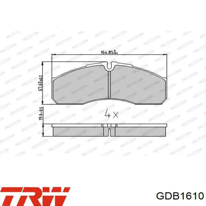 Передні тормозні колодки GDB1610 TRW