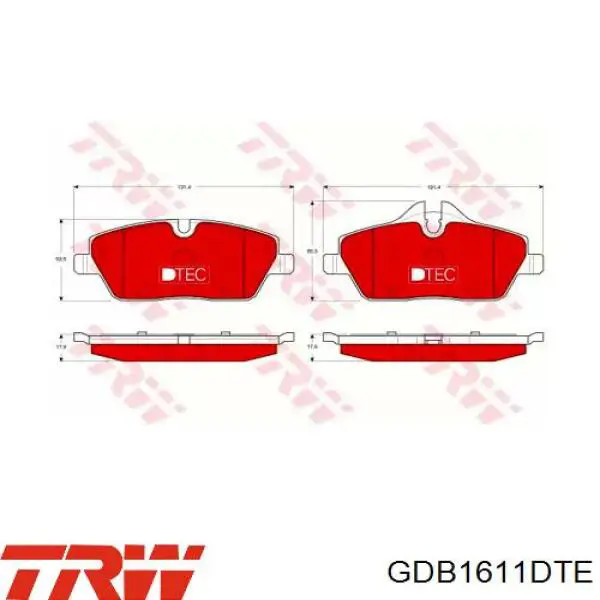 Купити GDB1611DTE TRW Колодки гальмівні передні, дискові