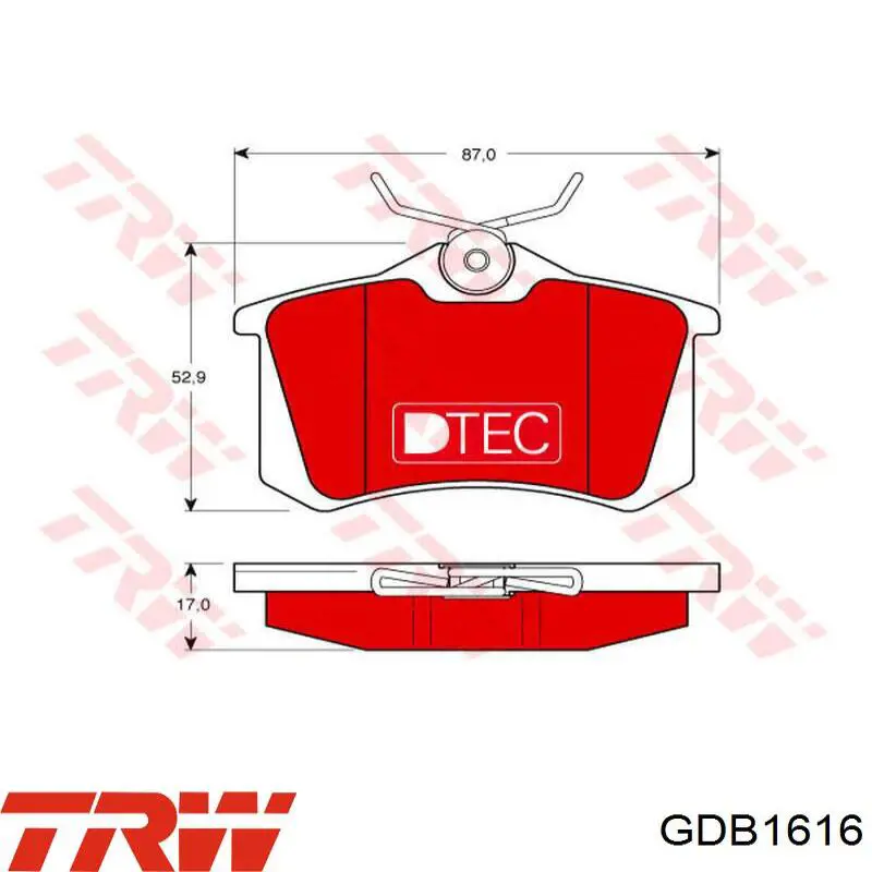 Гальмівні колодки TRW GDB1616 ціна, від 51.34 USD