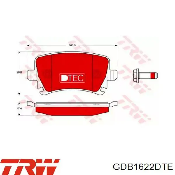Задні гальмівні колодки GDB1622DTE TRW