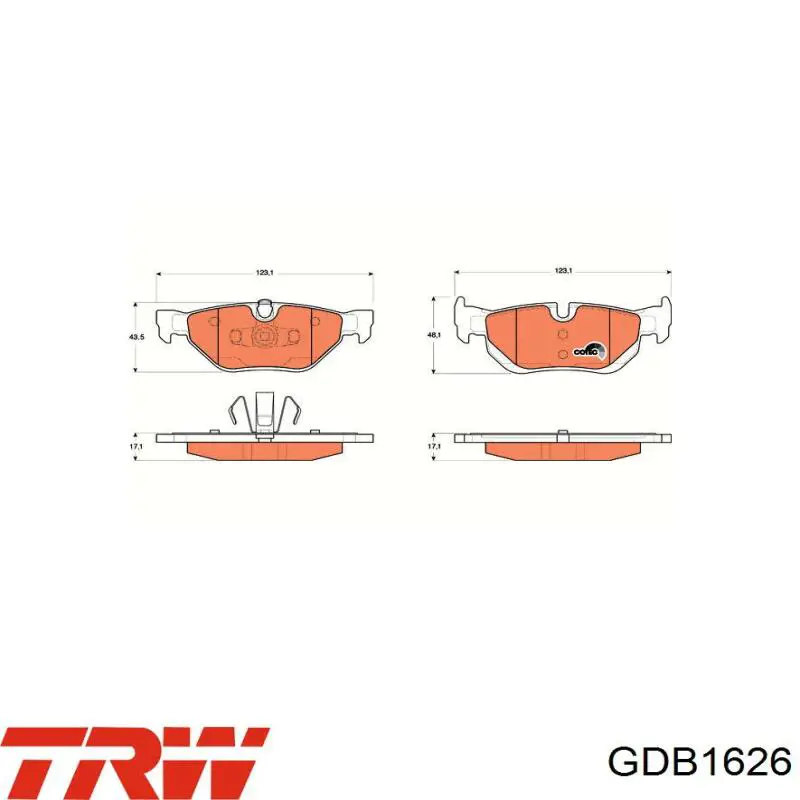 Купити GDB1626 TRW Задні колодки