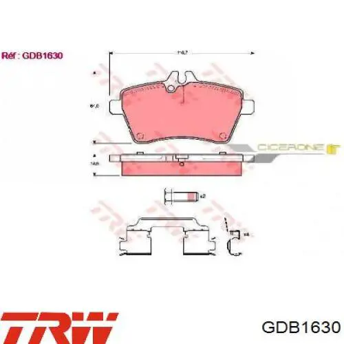 Передні тормозні колодки GDB1630 TRW