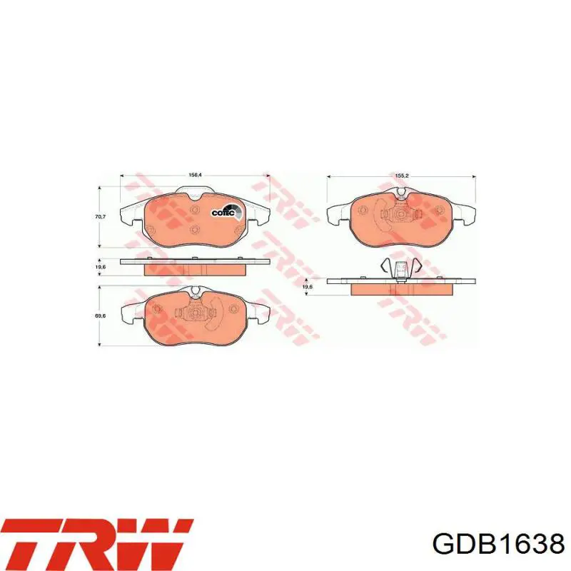 Задні дискові колодки TRW GDB1638