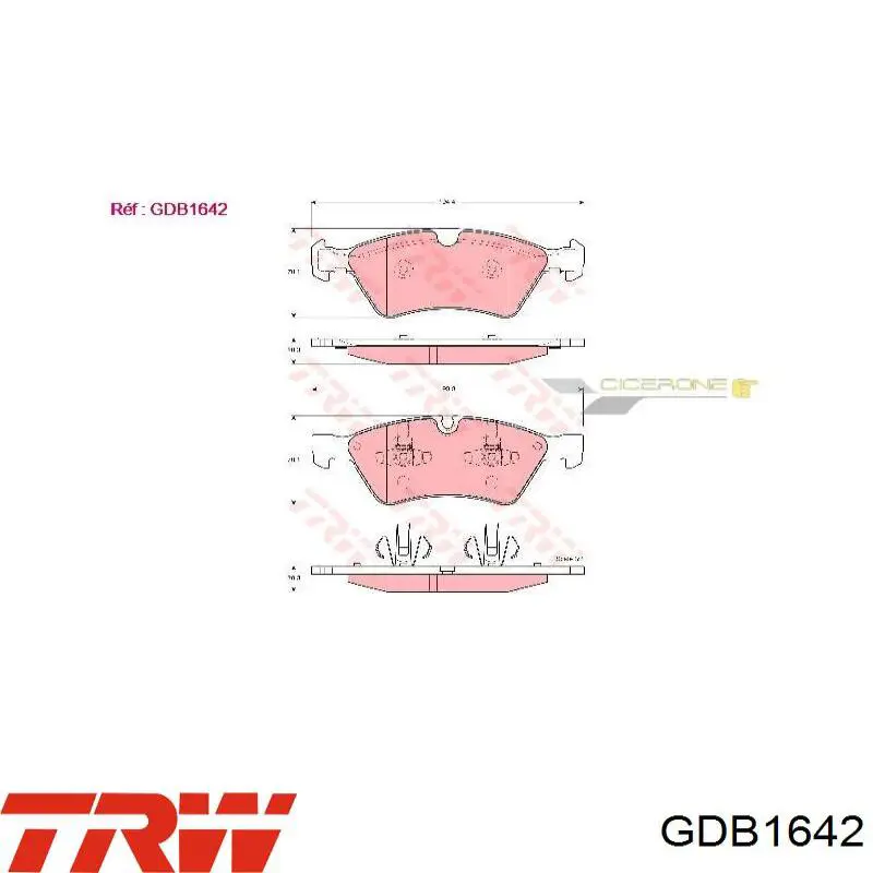 GDB1642 TRW колодки гальмівні передні, дискові