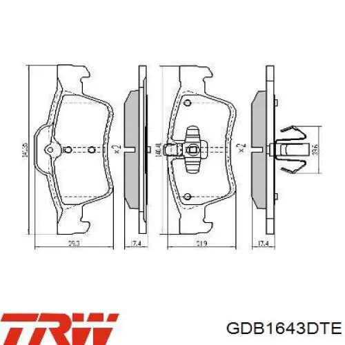 Купити GDB1643DTE TRW Задні колодки