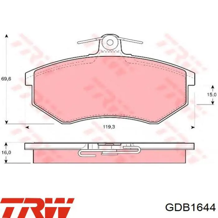 Купити GDB1644 TRW Колодки гальмівні передні, дискові