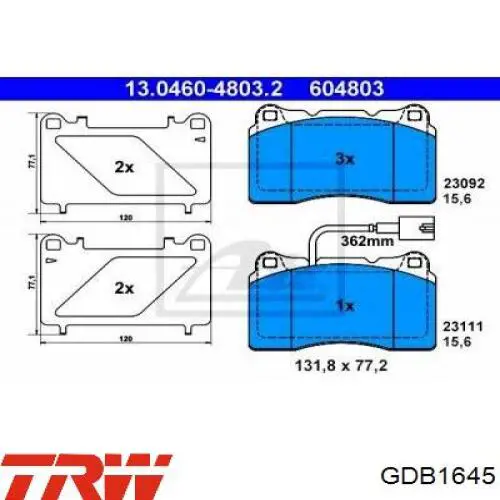 Гальмівні колодки TRW GDB1645 ціна, від 36.19 USD