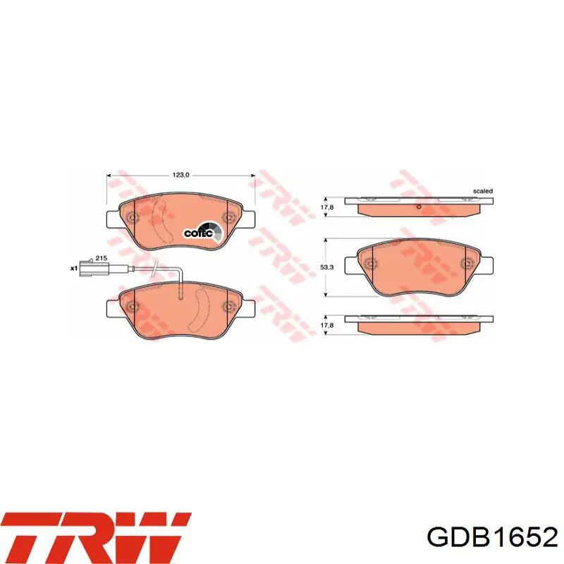 Задні гальмівні колодки TRW GDB1652 ціна, від 36.49 USD