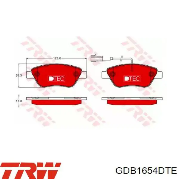 Гальмівні колодки TRW GDB1654DTE ціна, від 24.15 USD