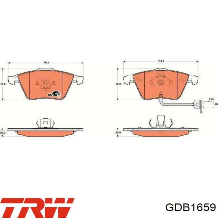 Передні тормозні колодки GDB1659 TRW
