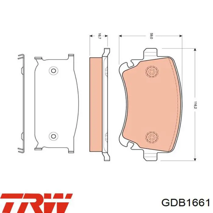 GDB1661 TRW колодки гальмові задні, дискові
