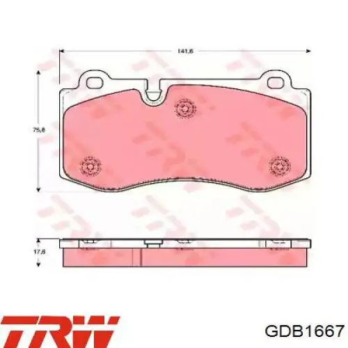 Купити GDB1667 TRW Колодки гальмівні передні, дискові