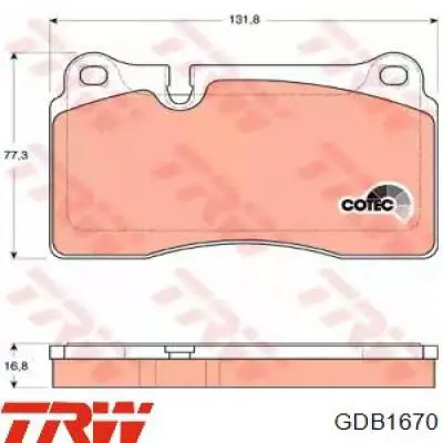 Передні тормозні колодки GDB1670 TRW