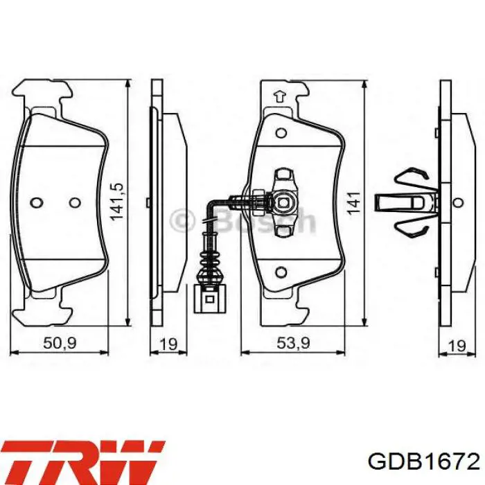 Купити GDB1672 TRW Задні колодки