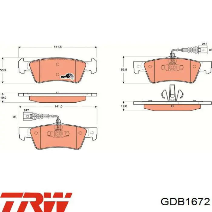 Колодки гальмові задні, дискові GDB1672 TRW