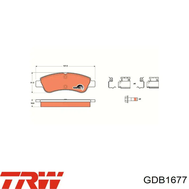 GDB1677 TRW колодки гальмівні передні, дискові